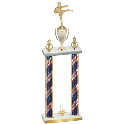 Double Flag USA First Place Karate Trophy