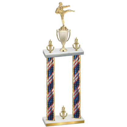 Double Flag USA Victory Karate Trophy