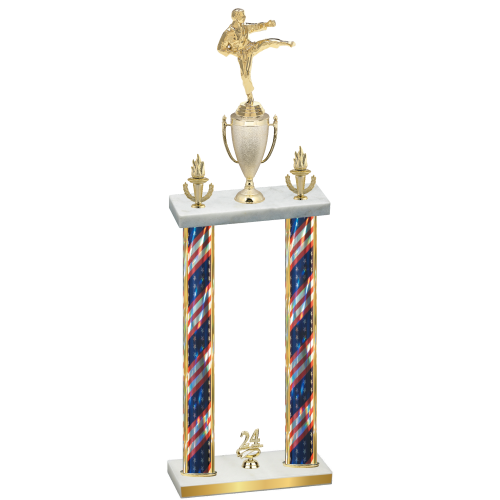 Double Flag USA Year Karate Trophy