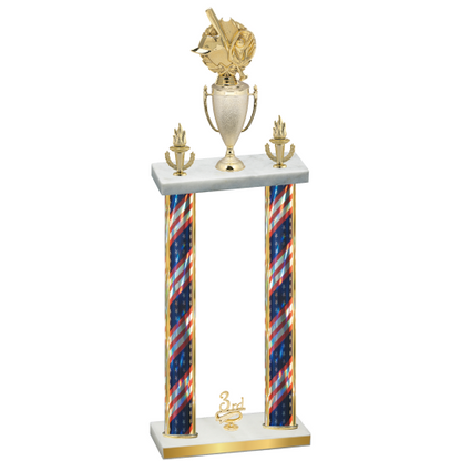 Double Flag USA Third Place Baseball Trophy