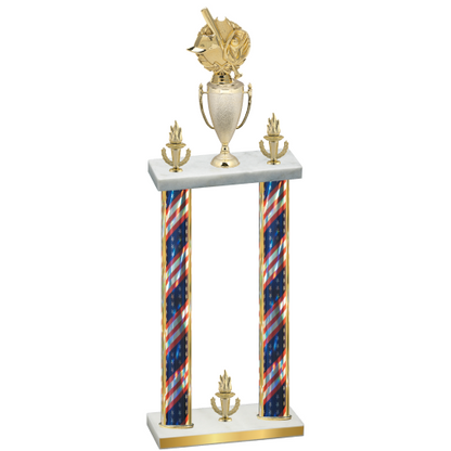 Double Flag USA Victory Baseball Trophy