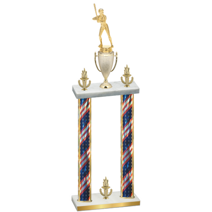 Double Flag USA Victory Softball Trophy
