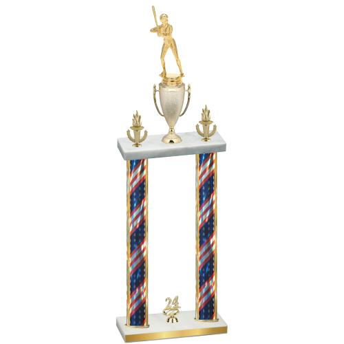 Double Flag USA Year Softball Trophy