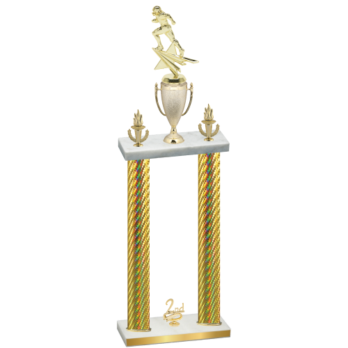 Double Gold Carbon Fiber Second Place Football Trophy