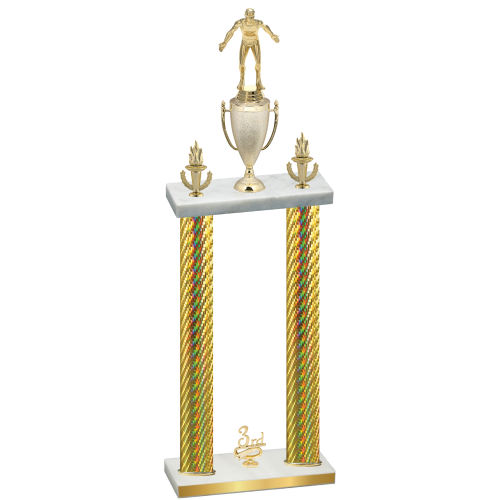 Double Gold Carbon Fiber Third Place Wrestling Trophy