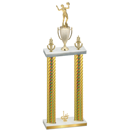 Double Gold Carbon Fiber First Place Volleyball Trophy