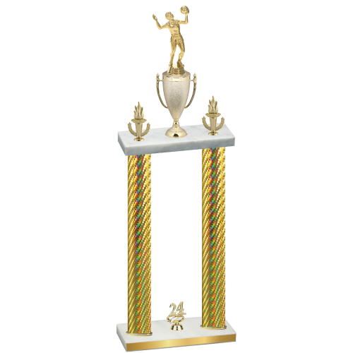 Double Gold Carbon Fiber Year Volleyball Trophy