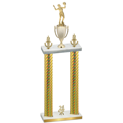 Double Gold Carbon Fiber Year Volleyball Trophy