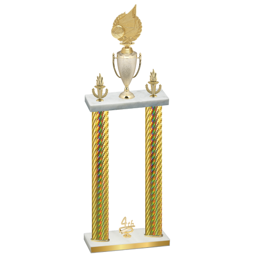 Double Gold Carbon Fiber Fourth Place Volleyball Trophy