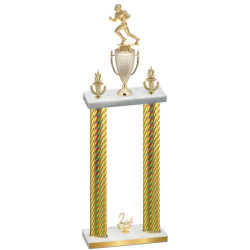 Double Gold Carbon Fiber Second Place Football Trophy