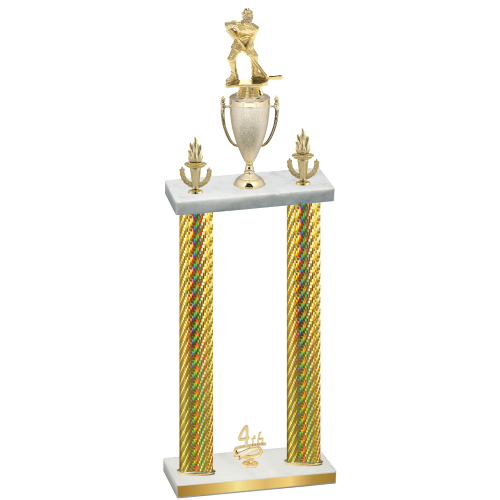 Double Gold Carbon Fiber Fourth Place Hockey Trophy