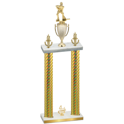 Double Gold Carbon Fiber Fourth Place Hockey Trophy