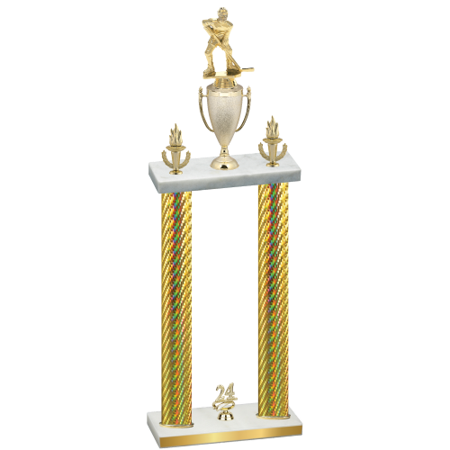 Double Gold Carbon Fiber Year Hockey Trophy