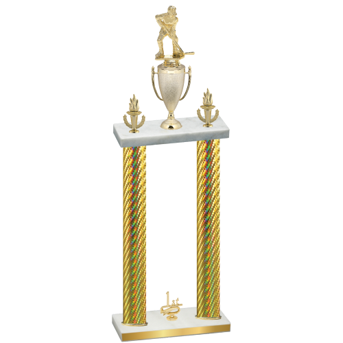Double Gold Carbon Fiber First Place Hockey Trophy