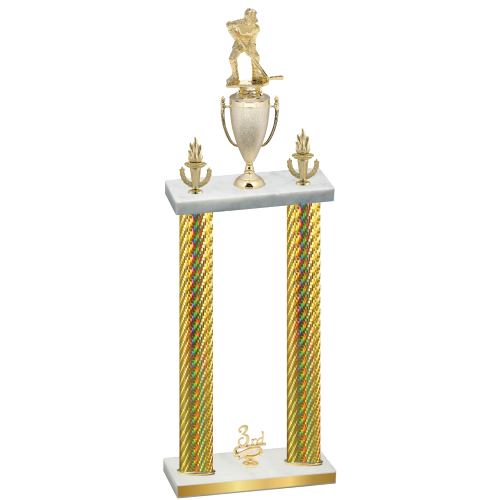 Double Gold Carbon Fiber Third Place Hockey Trophy