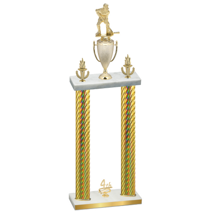 Double Gold Carbon Fiber Fourth Place Hockey Trophy