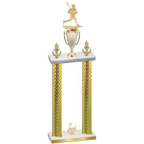 Double Gold Carbon Fiber Second Place Lacrosse Trophy