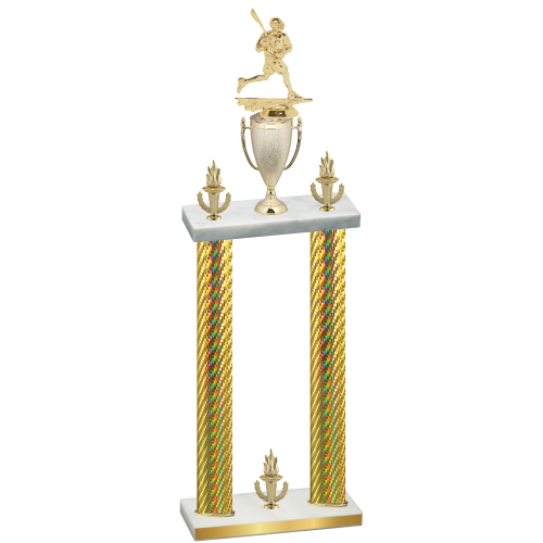 Double Gold Carbon Fiber Victory Lacrosse Trophy