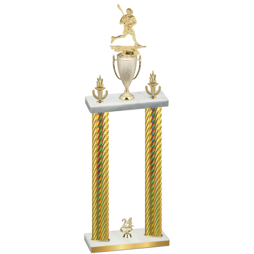 Double Gold Carbon Fiber Year Lacrosse Trophy