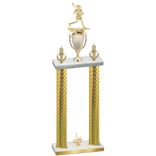 Double Gold Carbon Fiber First Place Lacrosse Trophy