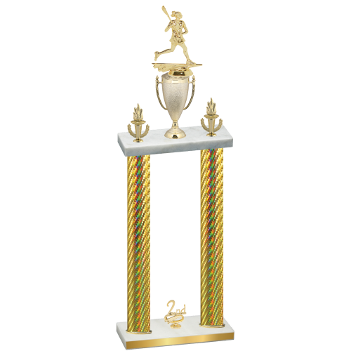 Double Gold Carbon Fiber Second Place Lacrosse Trophy