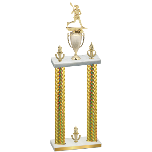 Double Gold Carbon Fiber Victory Lacrosse Trophy