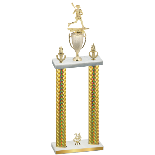 Double Gold Carbon Fiber Year Lacrosse Trophy