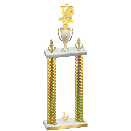 Double Gold Carbon Fiber Third Place Pickleball Trophy