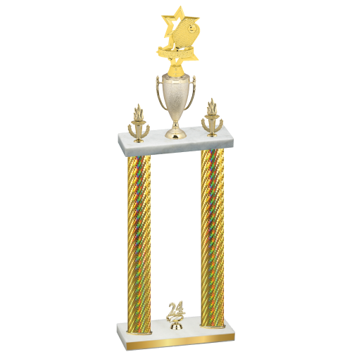 Double Gold Carbon Fiber Year Pickleball Trophy