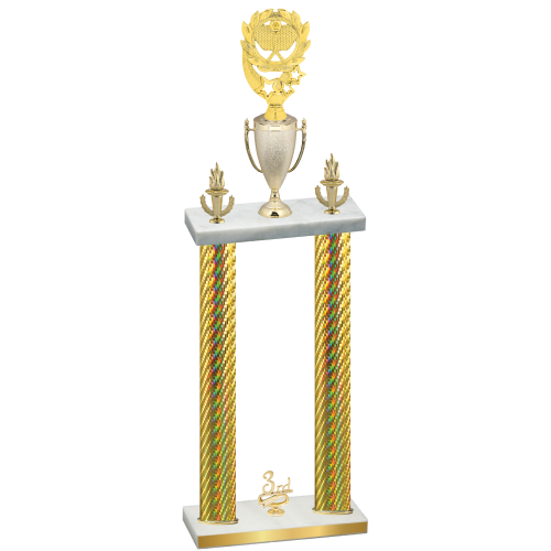 Double Gold Carbon Fiber Third Place Pickleball Trophy