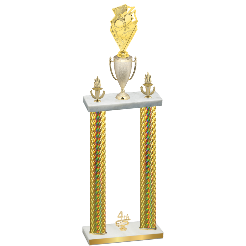 Double Gold Carbon Fiber Fourth Place Pickleball Trophy