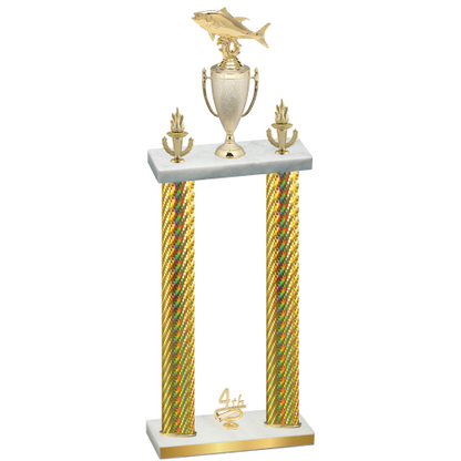 Double Gold Carbon Fiber Fourth Place Fishing Trophy