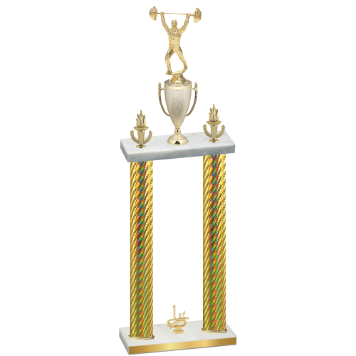 Double Gold Carbon Fiber First Place Weights Trophy