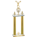 Double Gold Carbon Fiber Fourth Place Weights Trophy