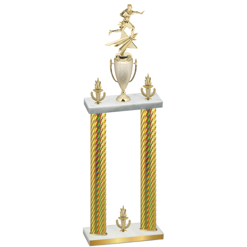 Double Gold Carbon Fiber Victory Flag Football Trophy