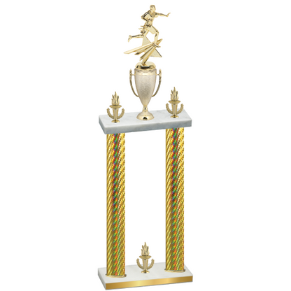 Double Gold Carbon Fiber Victory Flag Football Trophy