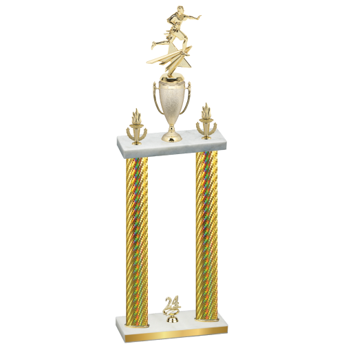 Double Gold Carbon Fiber Year Flag Football Trophy