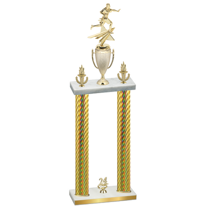 Double Gold Carbon Fiber Year Flag Football Trophy
