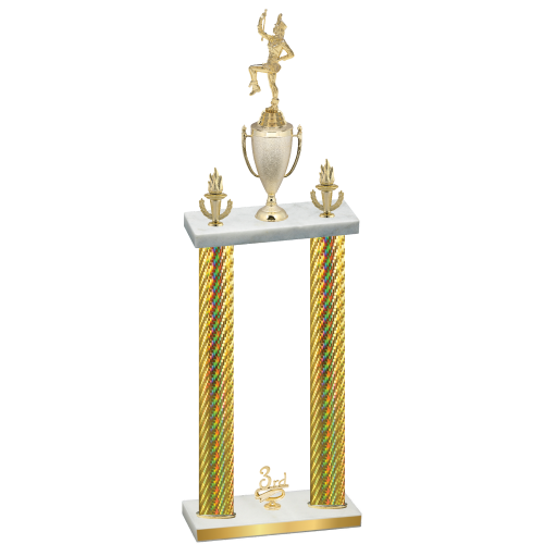 Double Gold Carbon Fiber Third Place Majorette Trophy
