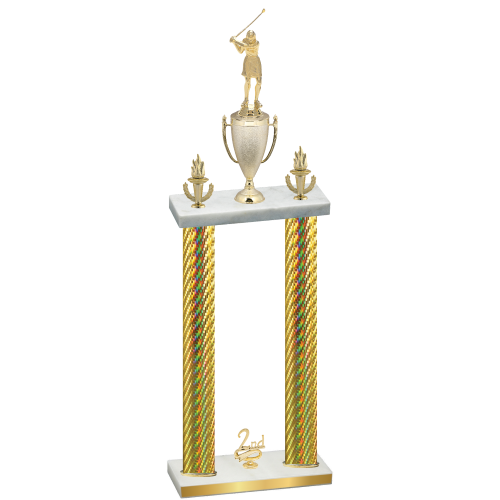 Double Gold Carbon Fiber Second Place Golf Trophy