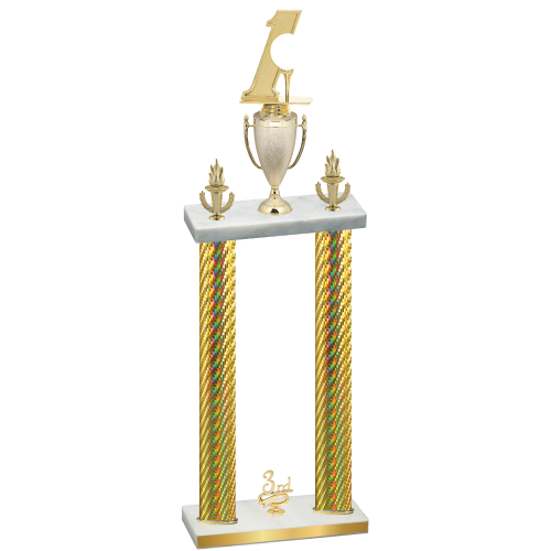 Double Gold Carbon Fiber Third Place Golf Trophy