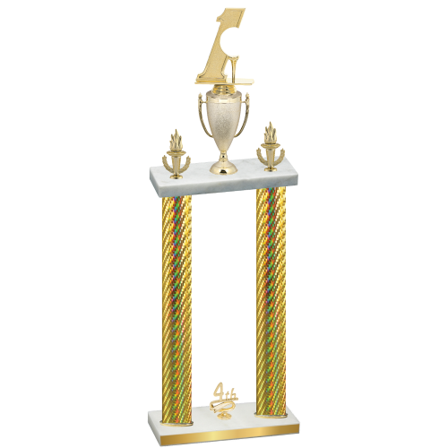 Double Gold Carbon Fiber Fourth Place Golf Trophy
