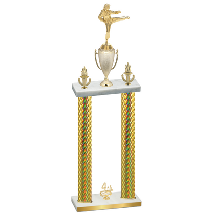 Double Gold Carbon Fiber Fourth Place Karate Trophy