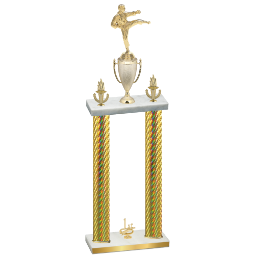 Double Gold Carbon Fiber First Place Karate Trophy