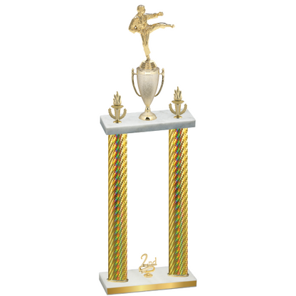 Double Gold Carbon Fiber Second Place Karate Trophy