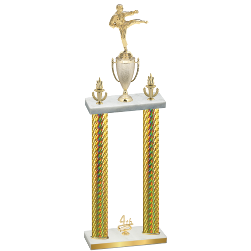 Double Gold Carbon Fiber Fourth Place Karate Trophy