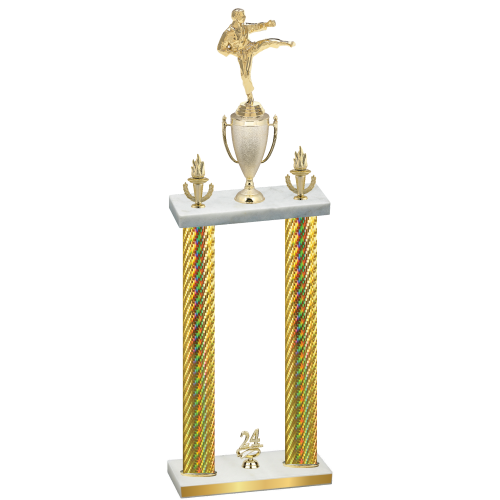 Double Gold Carbon Fiber Year Karate Trophy
