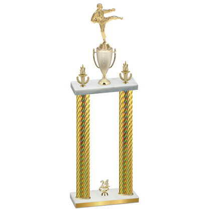 Double Gold Carbon Fiber Year Karate Trophy