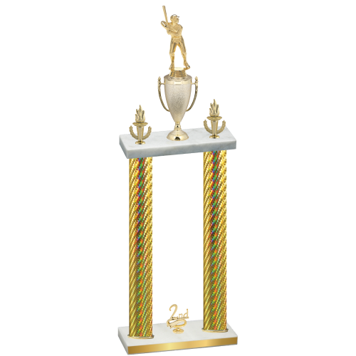 Double Gold Carbon Fiber Second Place Baseball Trophy