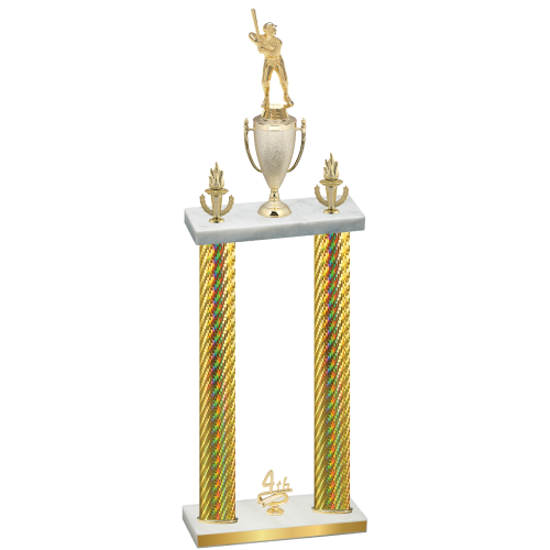 Double Gold Carbon Fiber Fourth Place Baseball Trophy